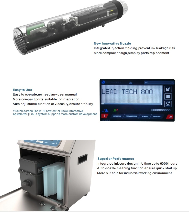 Lead Tech Lt800 Touch Screen Laser Marking Machine Coding Machine Cij Inkjet Printer Printing Machine