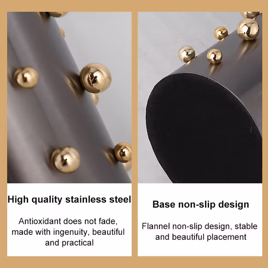 Accesorios de falda de lujo ligeros Bandeja decorativa de acero inoxidable para el hogar Maceta dorada Florero con borde de metal